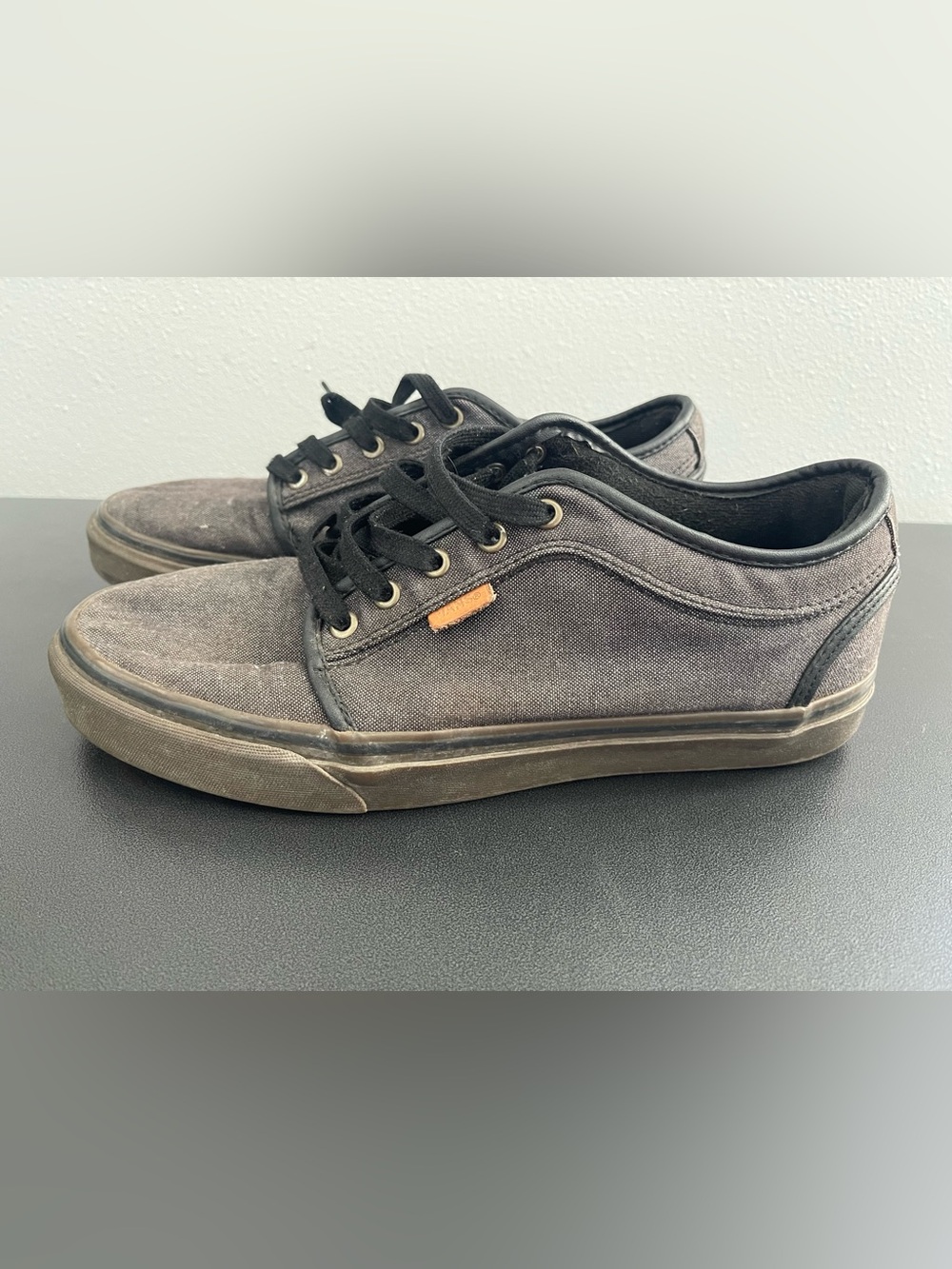 Vans Chukka Low-Top Denim Canvas Sneakers in Gray and Black